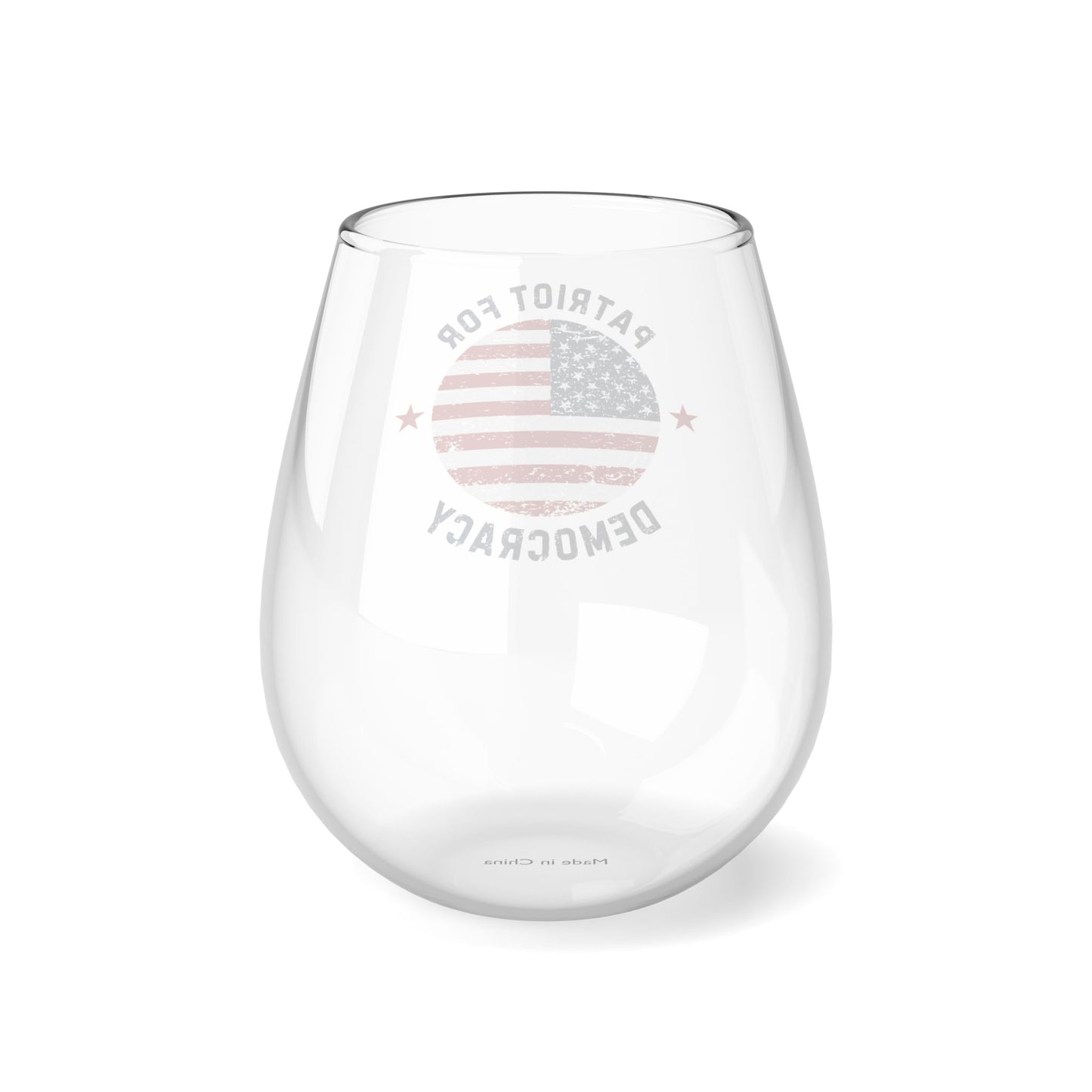 Election Day Drinking Glass, Patriot for Democracy, Stemless Wine Glass, 11.75oz