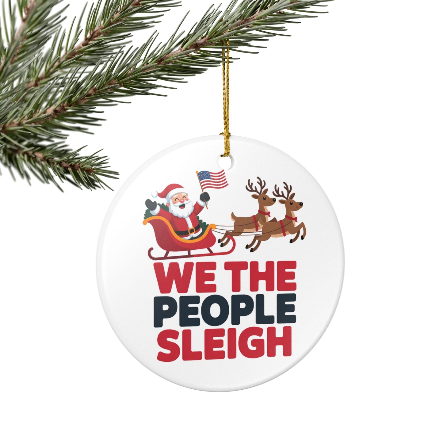 We the People Sleigh Ornament, Ceramic Christmas Ornament, Anti Trump Ornament, Democracy Ornament, Gift for Democrat, Holiday Ornament