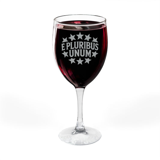E Plurabis Unum Engraved Wine Glass, No Kings Gifts, Anti Trump Gifts, 10.5 oz, Unique Political Gift, Democracy Gift, Freedom 1776 Gift