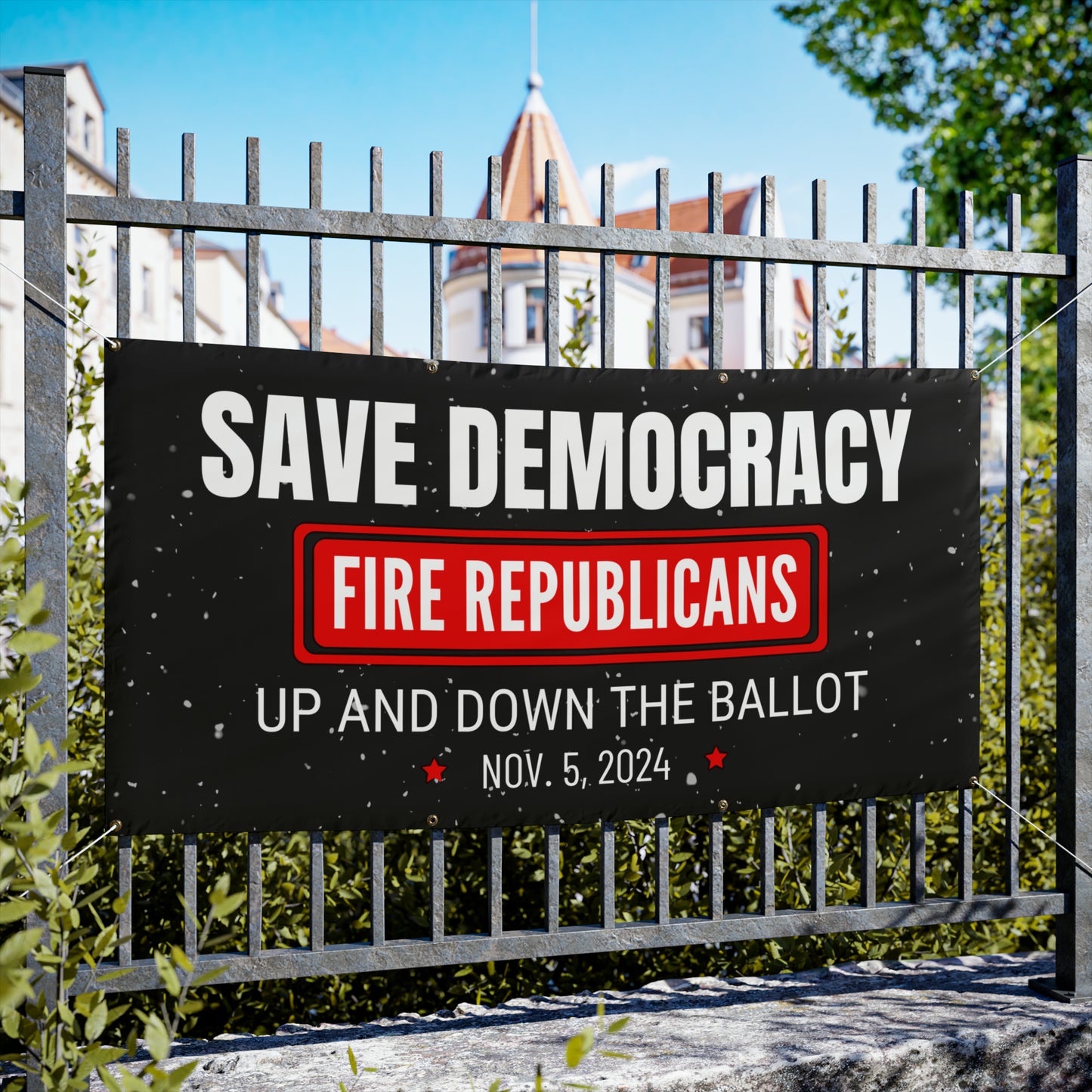 Save Democracy, Fire Republicans, Vinyl Indoor/Outdoor Banner, 48 x 24 or 72 x 36, Democracy Sign, Democracy Banner, Democracy Poster