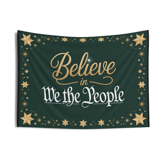 Believe in We the People Indoor Wall Tapestry | Christmas Wall Decor | Christmas Wall Tapestry