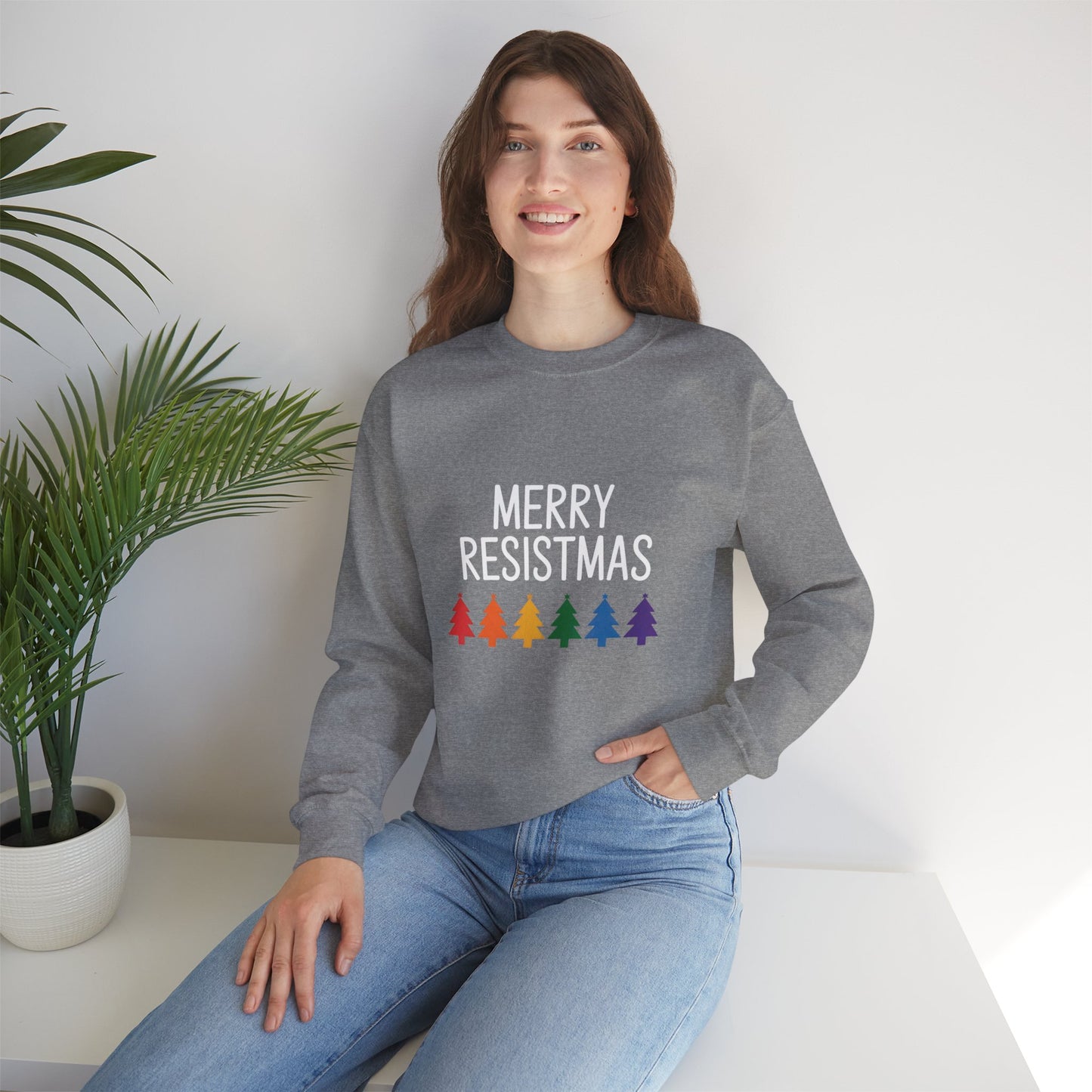 Merry Resistmas Sweatshirt, Holiday Sweatshirt, Christmas Sweatshirt, Anti Maga Sweatshirt, Multiple Colors, Free Shipping