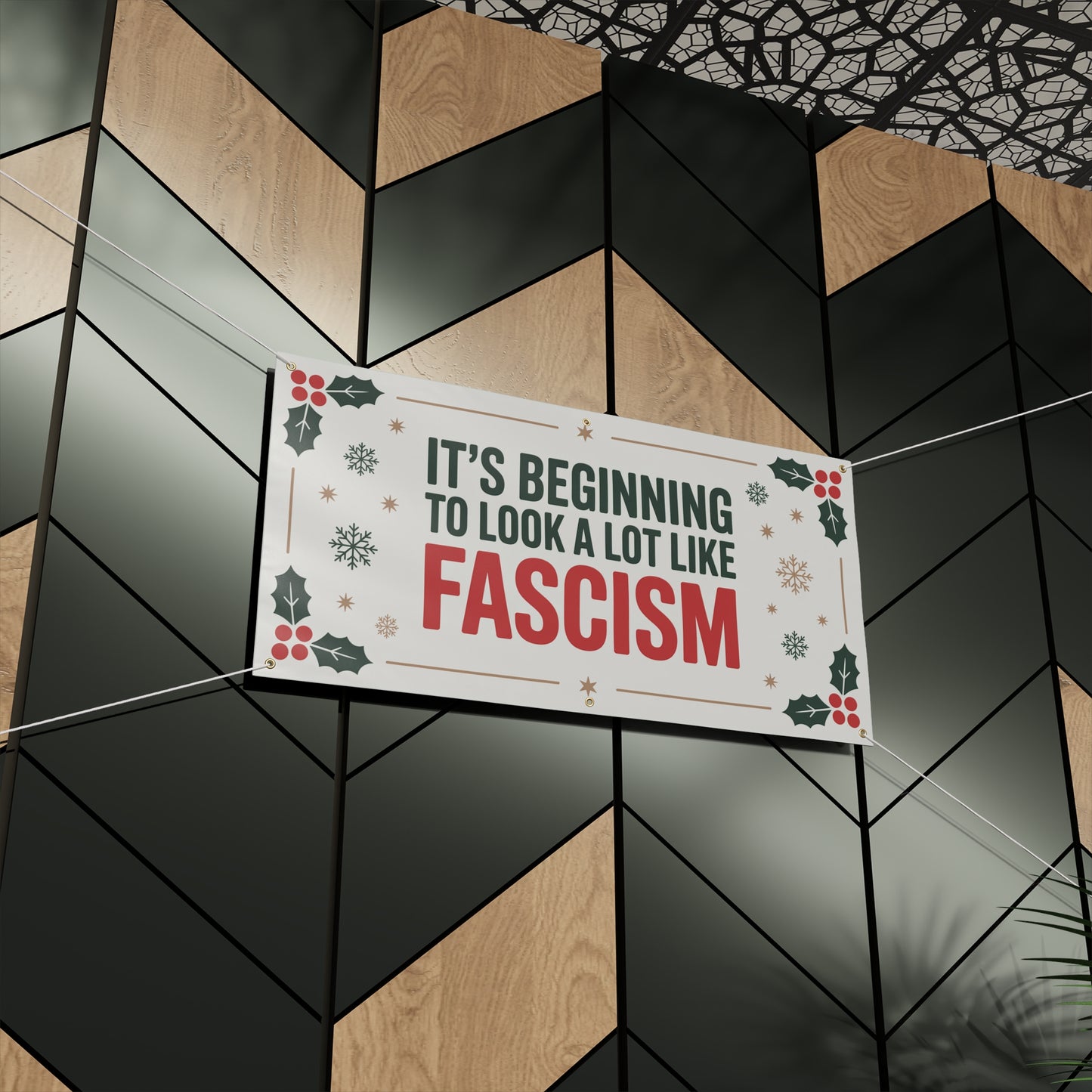 Fascism Holiday Banner, Funny Anti Trump Holiday Sign, Funny Christmas Sign, Funny Holiday Sign, 2 Sizes, Hanging Ropes Incl, Free Shipping