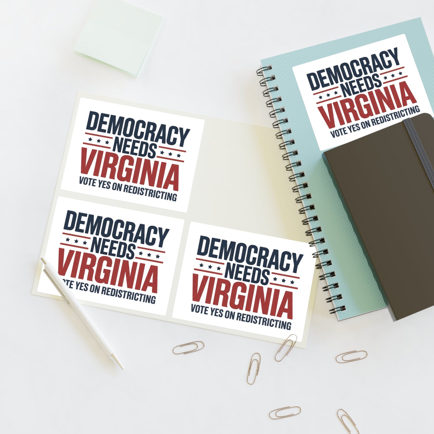 Democracy Needs Virginia Vote Yes on Redistricting Sticker Sheet | Virginia Special Election Stickers