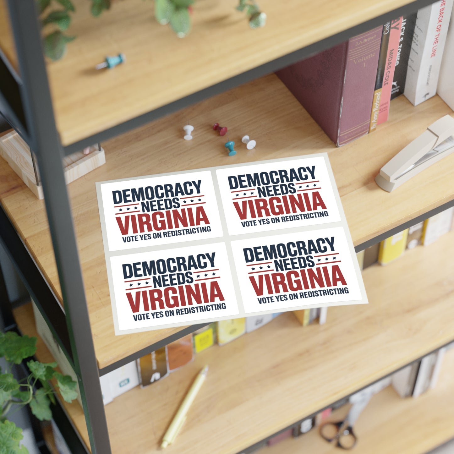 Democracy Needs Virginia Vote Yes on Redistricting Sticker Sheet | Virginia Special Election Stickers