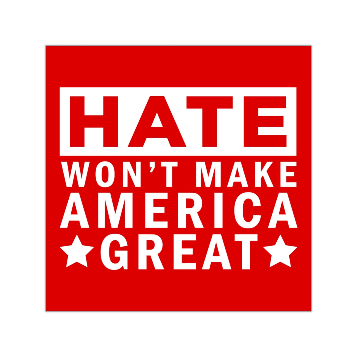 no hate sticker single close up