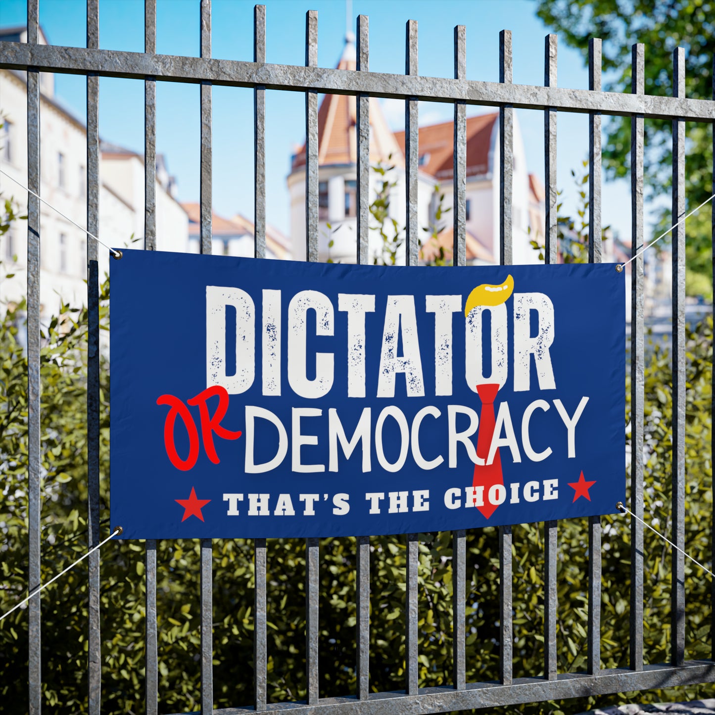 Dictator or Democracy Vinyl Indoor/Outdoor Banner, 48 x 24 or 72 x 36, Democracy Signs, Vote Sign, Anti Trump Sign