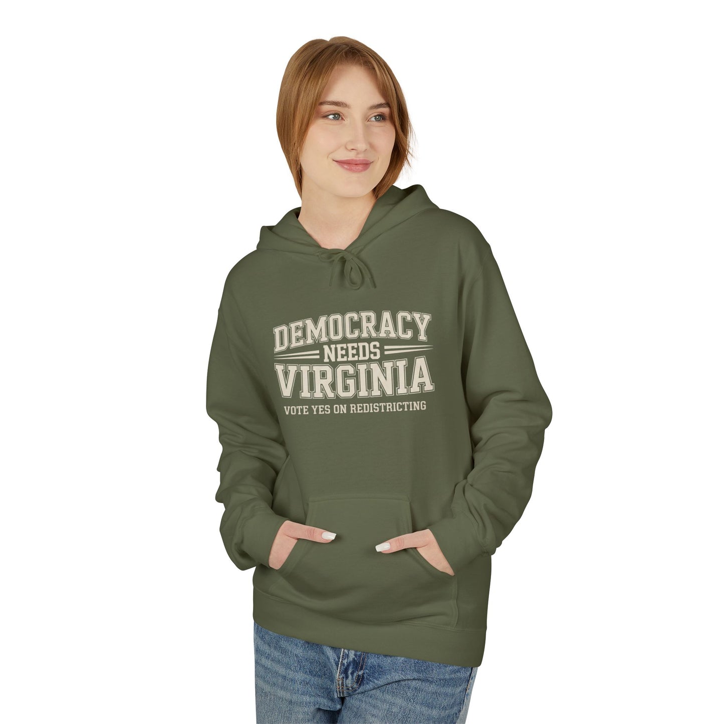 Democracy Needs Virginia Hooded Sweatshirt | Unisex Style | Multiple Colors | Virginia Redistricting Signs