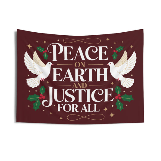 Peace on Earth Indoor Wall Tapestry | Christmas Wall Decor | Christmas Wall Tapestry