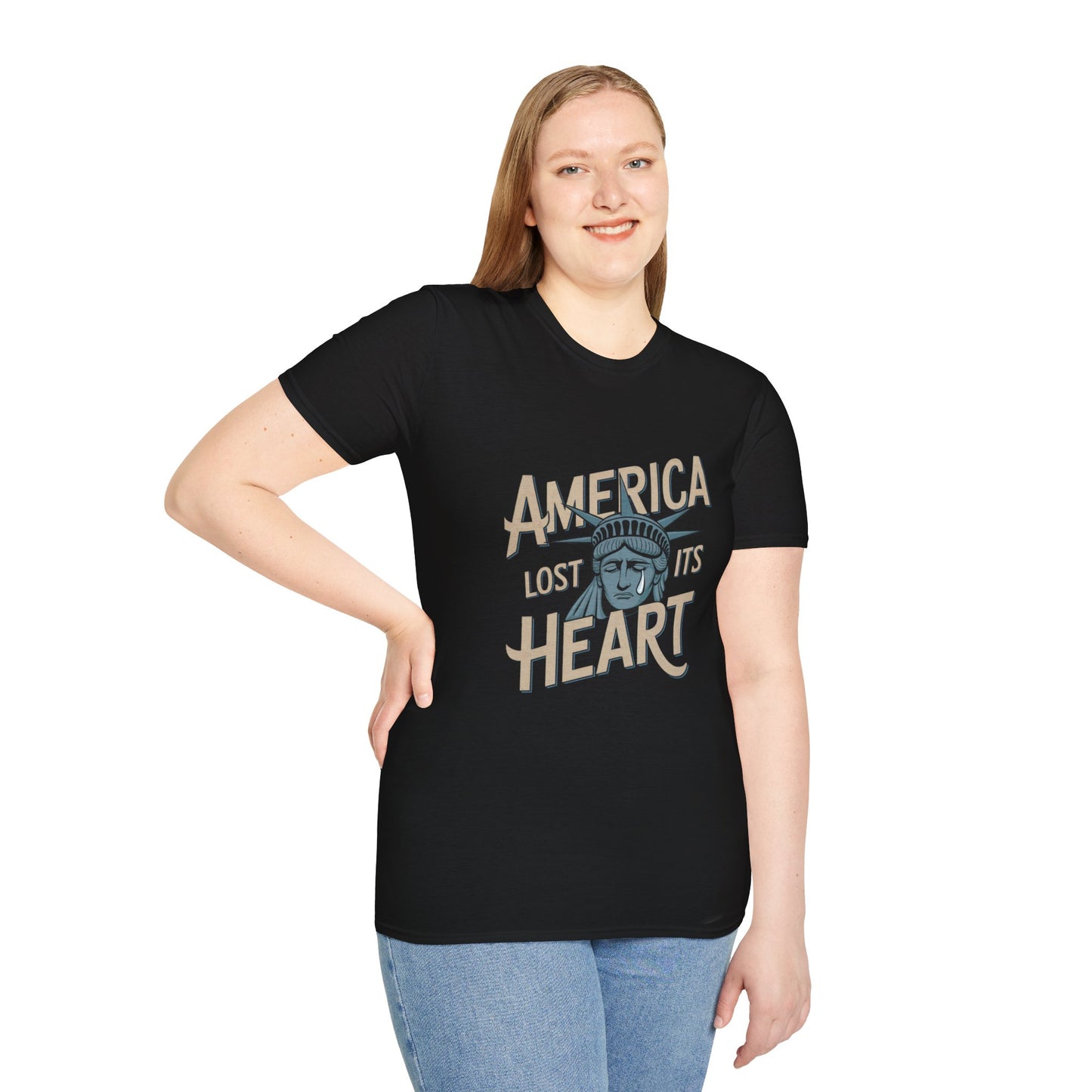 America Lost Its Heart Tshirt, Anti Trump Tshirt, Unisex Style, Free Shipping, America Tshirt, Lady Liberty Tshirt, Statue of Liberty Tshirt