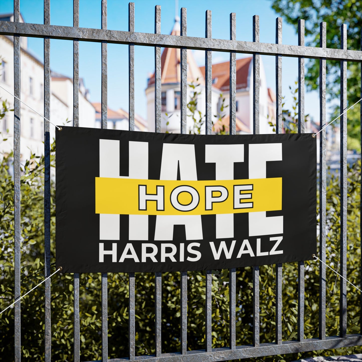 Hope Over Hate, Vinyl Indoor/Outdoor Banner, 2 Sizes, Harris Walz Banners, Election Banners, Original Artwork Designer