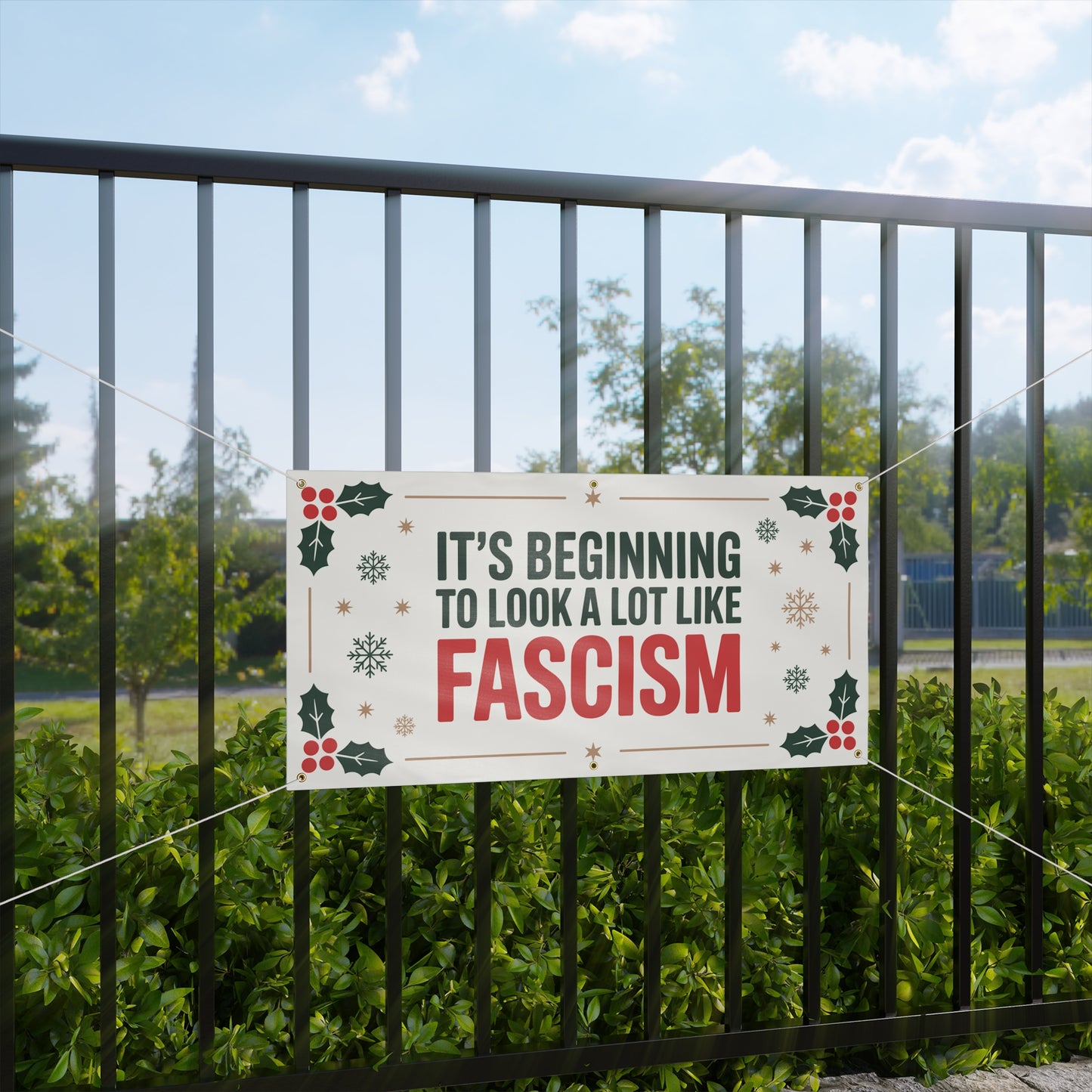 Fascism Holiday Banner, Funny Anti Trump Holiday Sign, Funny Christmas Sign, Funny Holiday Sign, 2 Sizes, Hanging Ropes Incl, Free Shipping