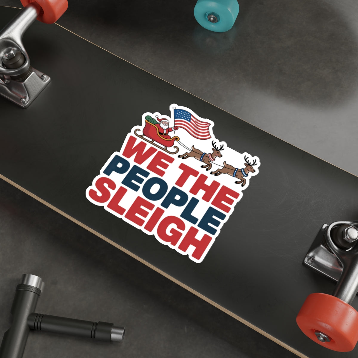 We the People Sleigh Sticker, Premium Vinyl, Indoor/Outdoor, Multiple Sizes Available, Holiday Stickers, Christmas Stickers
