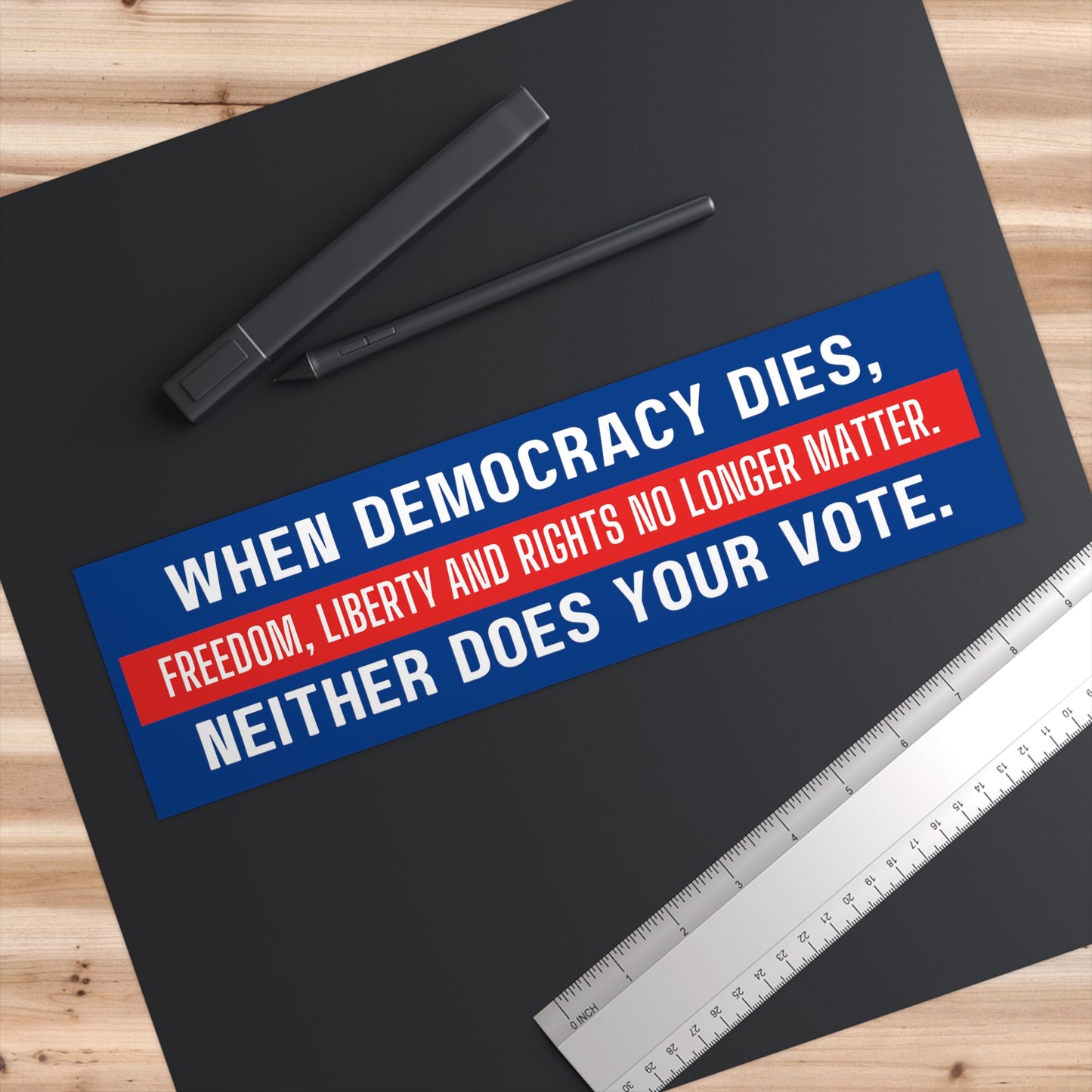 What is Democracy Bumper Sticker, Water Resistant Vinyl, 11 x 3, Democracy Sticker, Pro Democracy Sticker, Vote Sticker