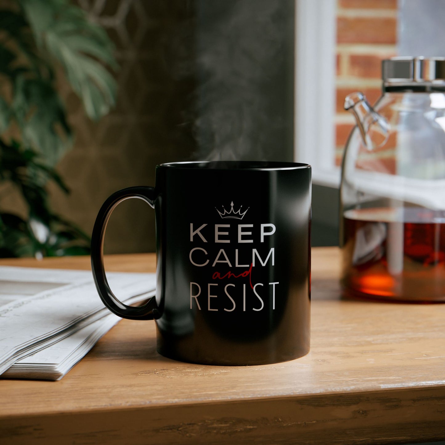 Keep Calm and Resist, Ceramic Black Mug, Resistance Mug, Coffee Cup, BPA Free