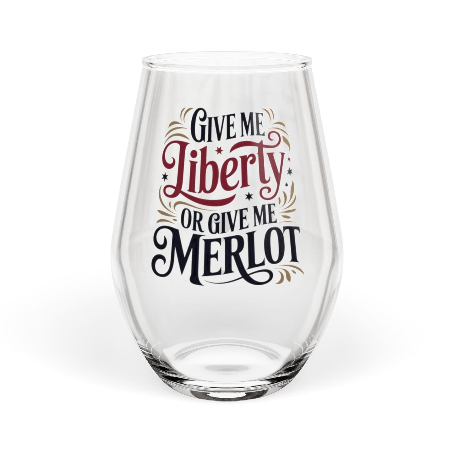 Give Me Liberty or Give Me Merlot Stemless Wine Glass, 11.75 oz, Anti Trump Gift, Freedom Gift, Patriotic Gift, Gift for Democrat