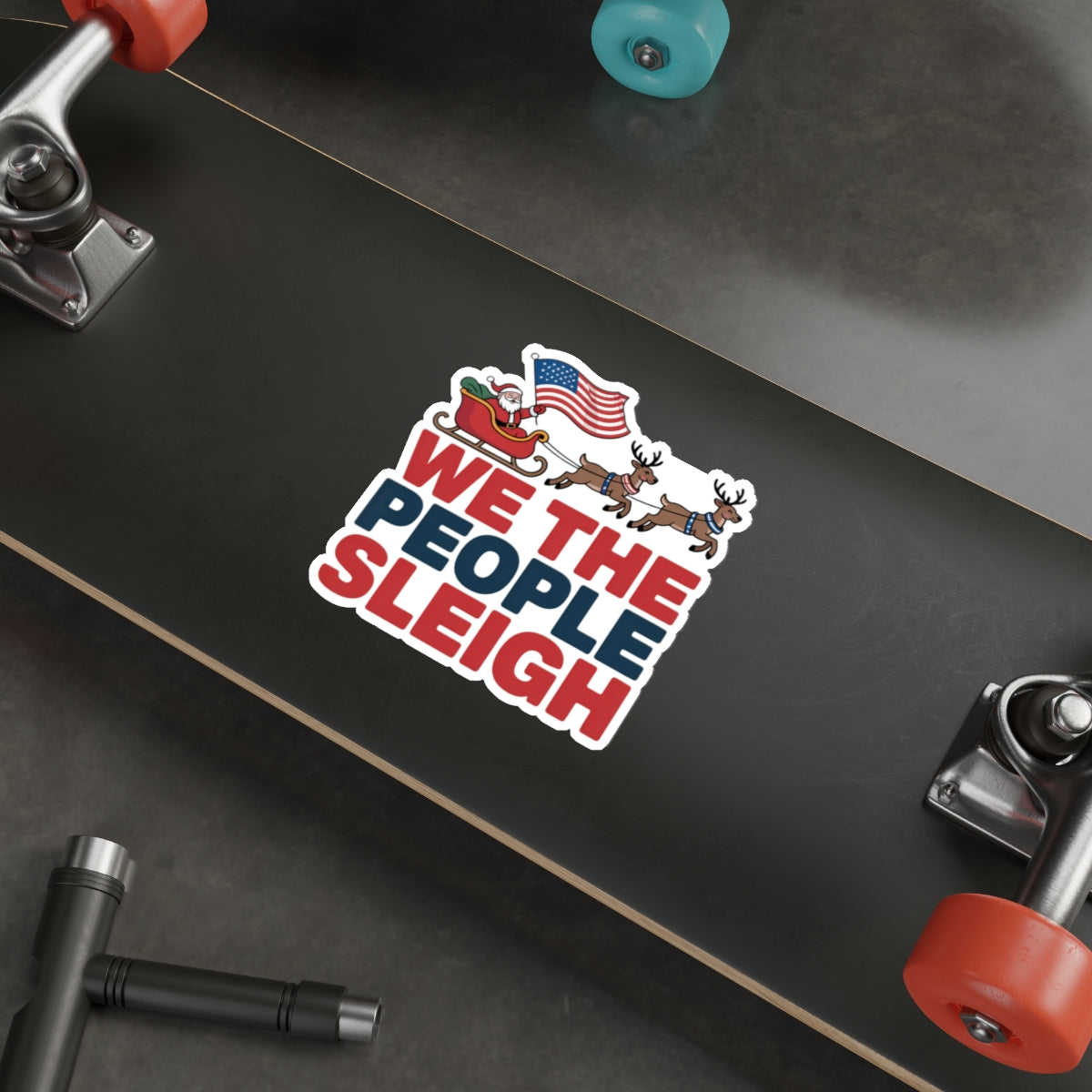 We the People Sleigh Sticker, Premium Vinyl, Indoor/Outdoor, Multiple Sizes Available, Holiday Stickers, Christmas Stickers