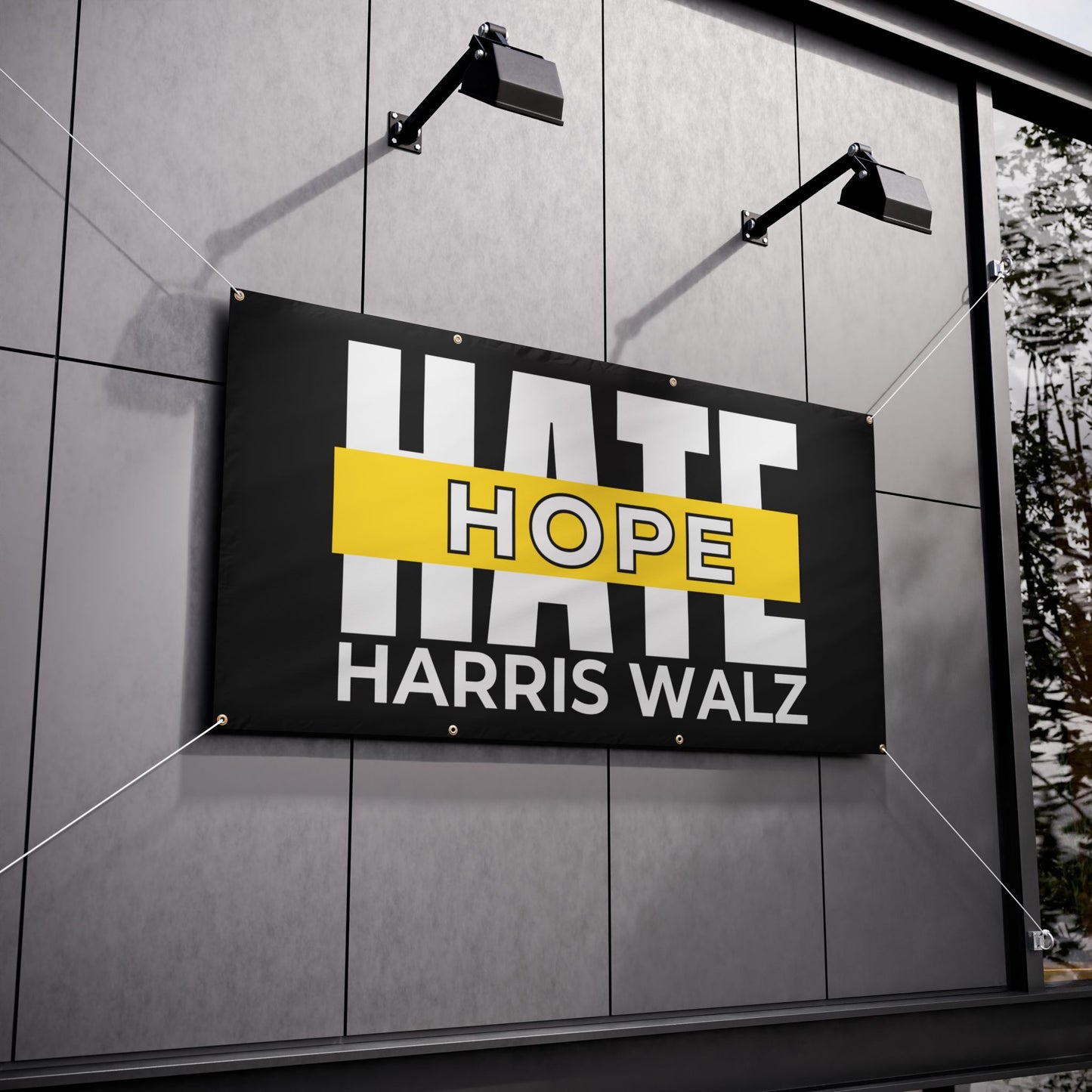 Hope Over Hate, Vinyl Indoor/Outdoor Banner, 2 Sizes, Harris Walz Banners, Election Banners, Original Artwork Designer