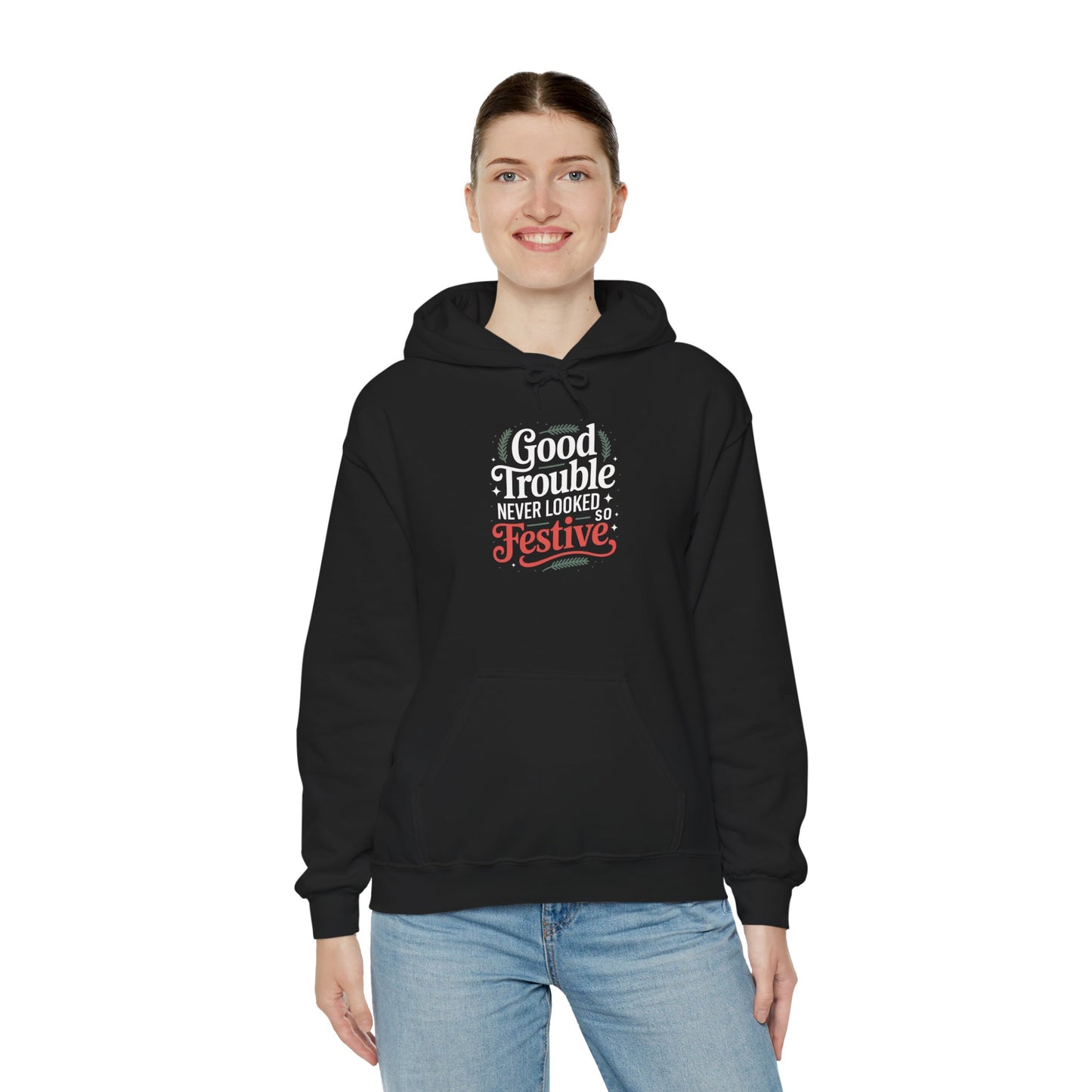 Good Trouble Never Looked So Festive Hoodie, Merry Resistmas Hoodie, Holiday Hoodie, Christmas Hoodie, Resistance Hoodie, Free Shipping