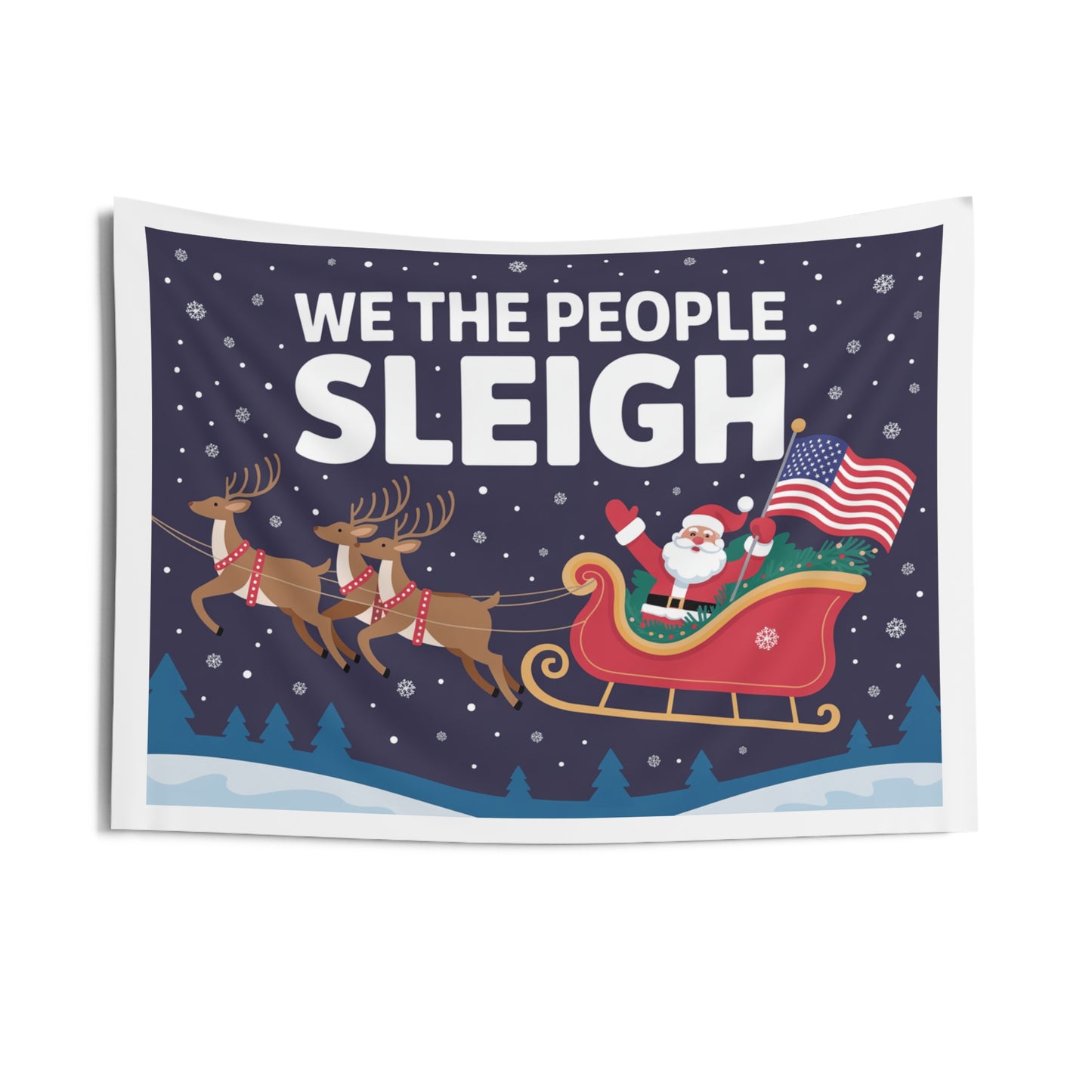 We the People Sleigh Indoor Wall Tapestry | Christmas Wall Decor | Christmas Wall Tapestry | Christmas Party Signs