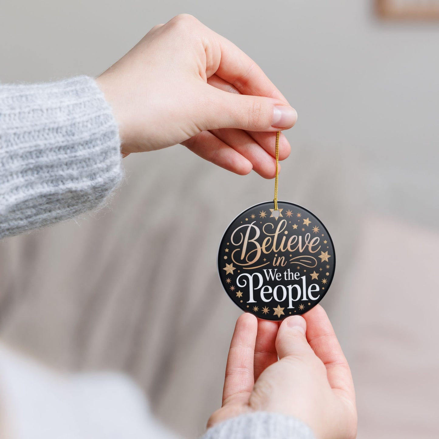 Believe in We the People Ornament, Ceramic Christmas Ornament, Political Ornament, Democracy Ornament, Political Gift, Gift for Democrat