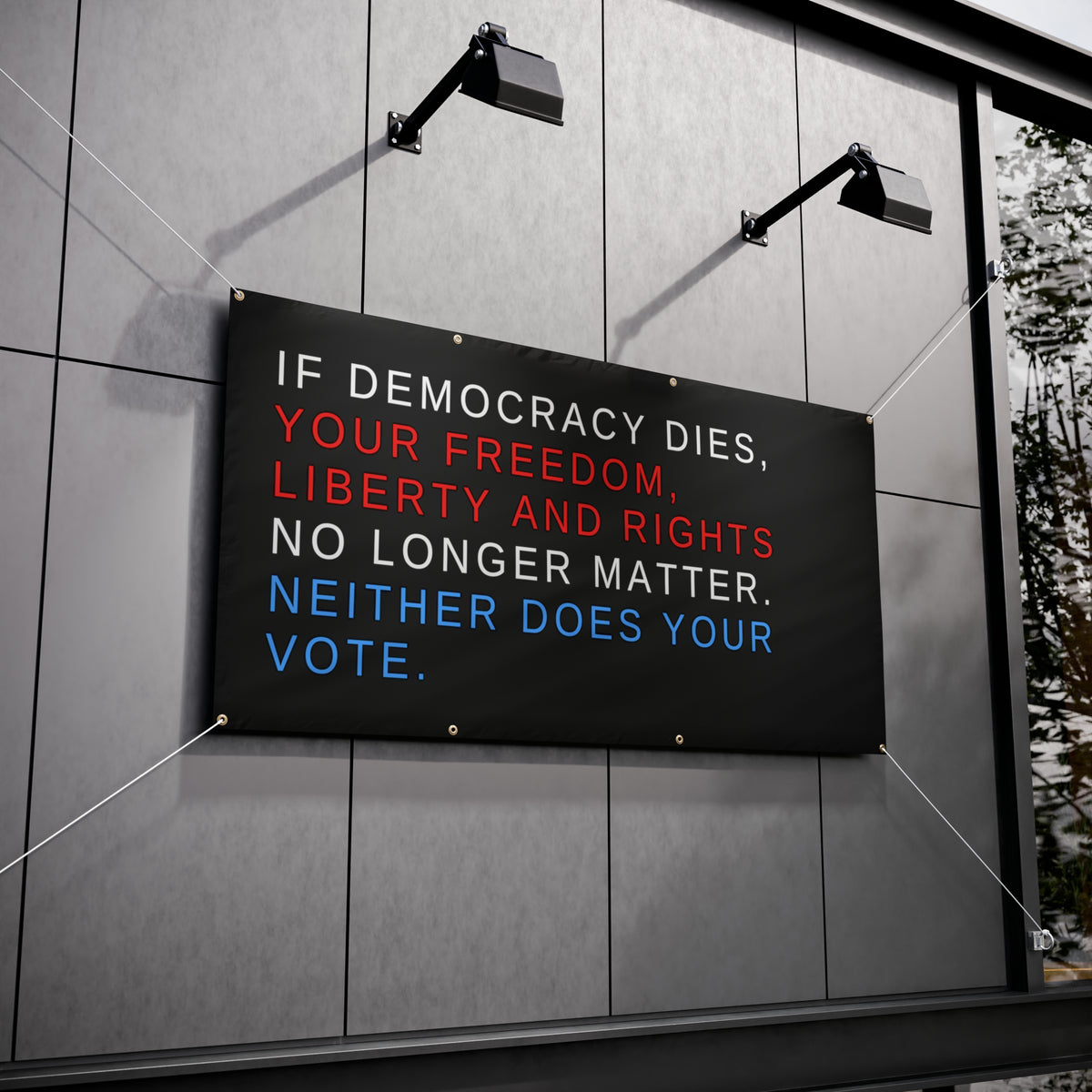 Demnocracy Sign Democracy Sign, When Democracy Dies Vinyl Indoor/Outdoor Banner, 48 x ...