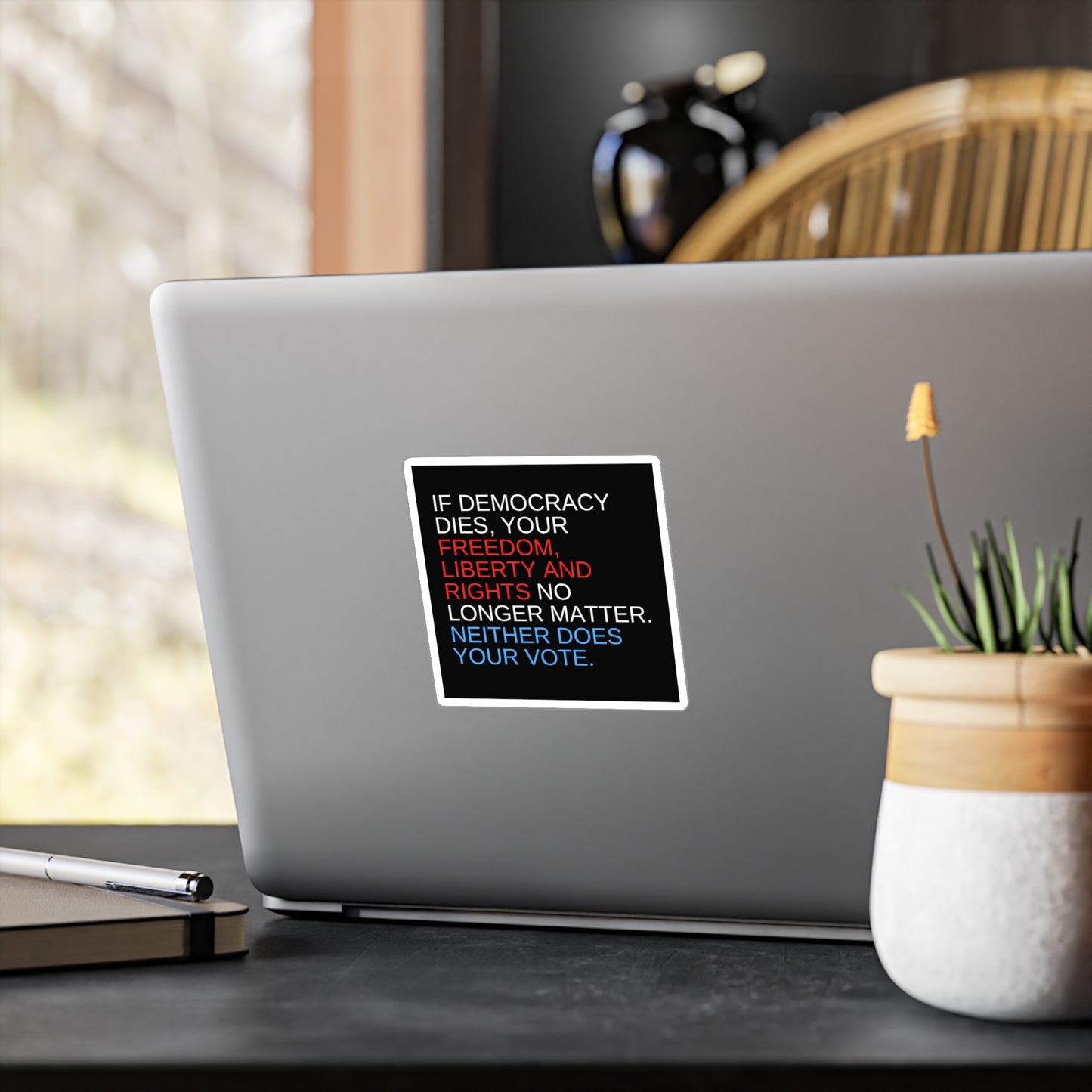 Democracy Sticker, Car Sticker, Laptop Sticker, Car Decal