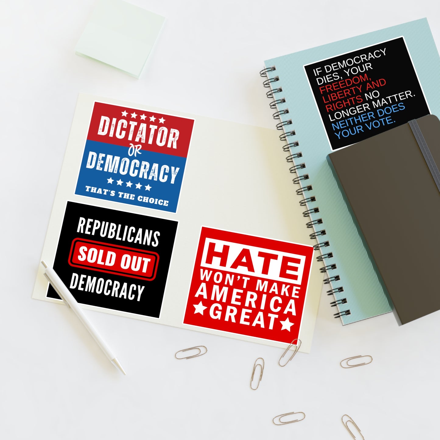 Democracy Stickers, Bestselling Designs, Indoor/Outdoor, Political Stickers