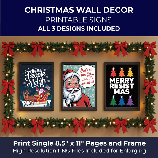 Christmas Printable Wall Art, Christmas Digital Posters, Funny Anti Trump Christmas Posters
