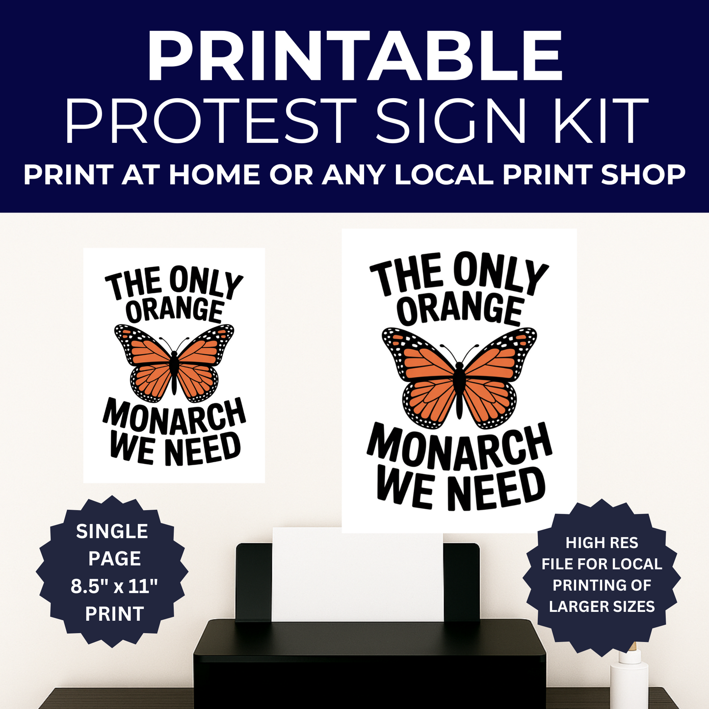Funny Anti Trump Protest Sign, No Kings Printable Protest Sign, Protest PNG, Anti Trump PNG