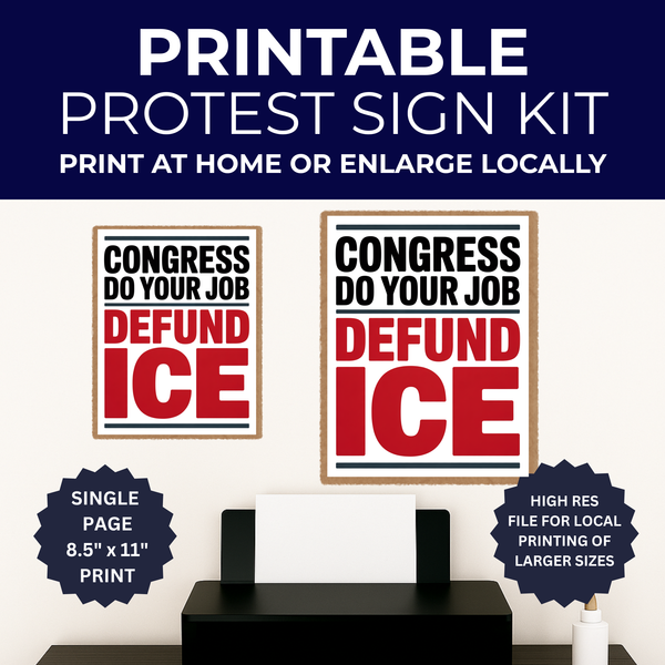 Defund ICE Protest Sign, Printable Protest Sign Kit – Democracy Signs