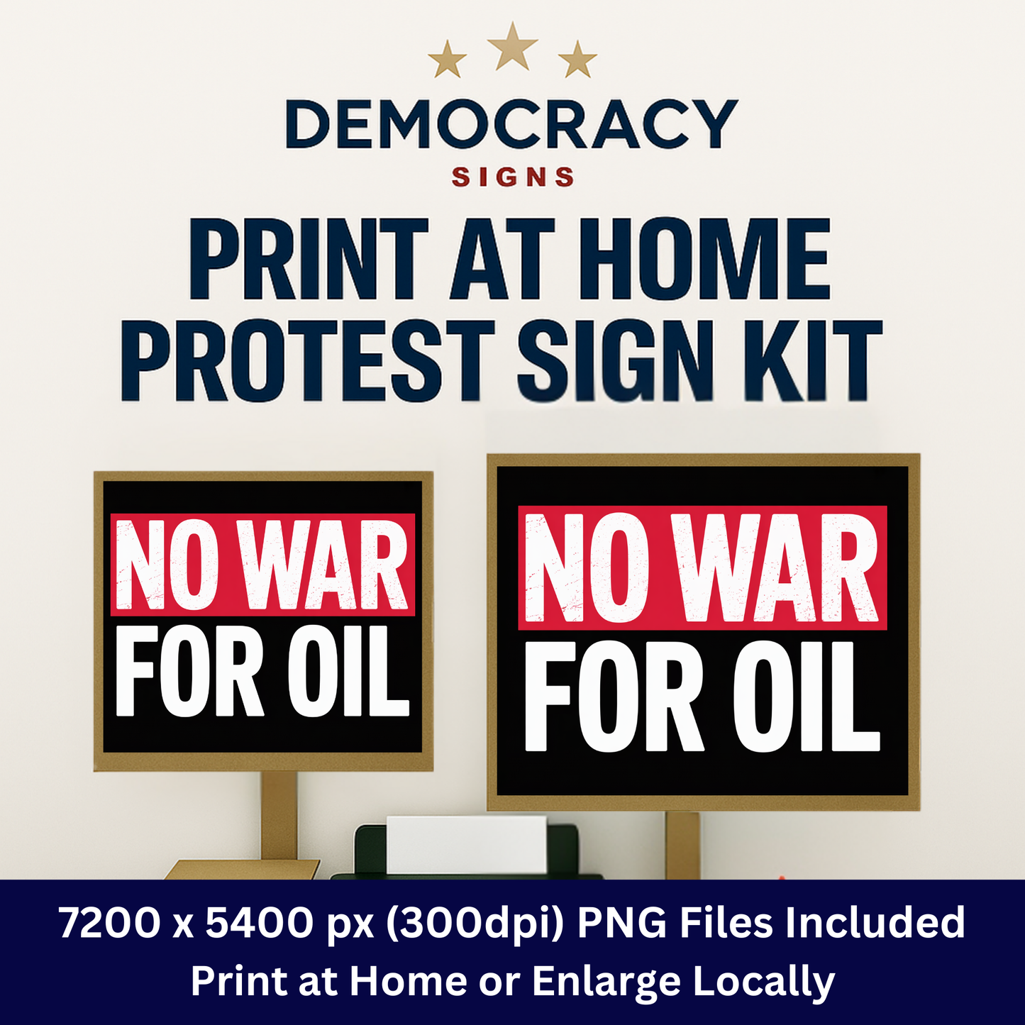 No War For Oil - Printable Anti Trump Sign - PDF and High Res PNG Files Included