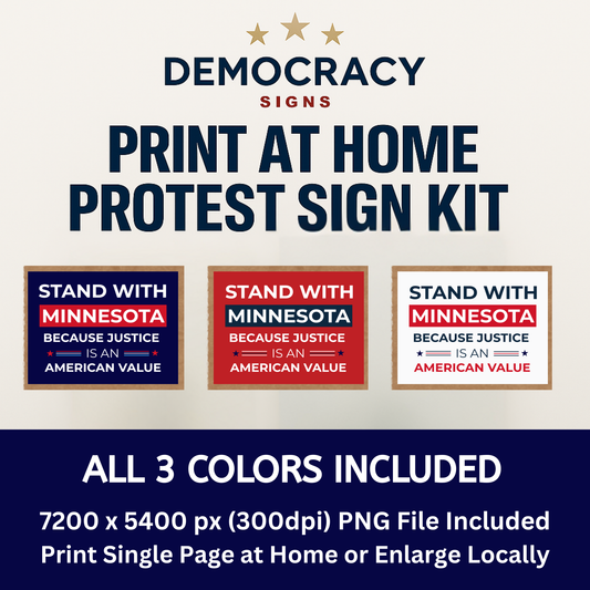 Stand With Minnesota- Printable Protest Sign Kit - Anti Trump Protest Sign PNG