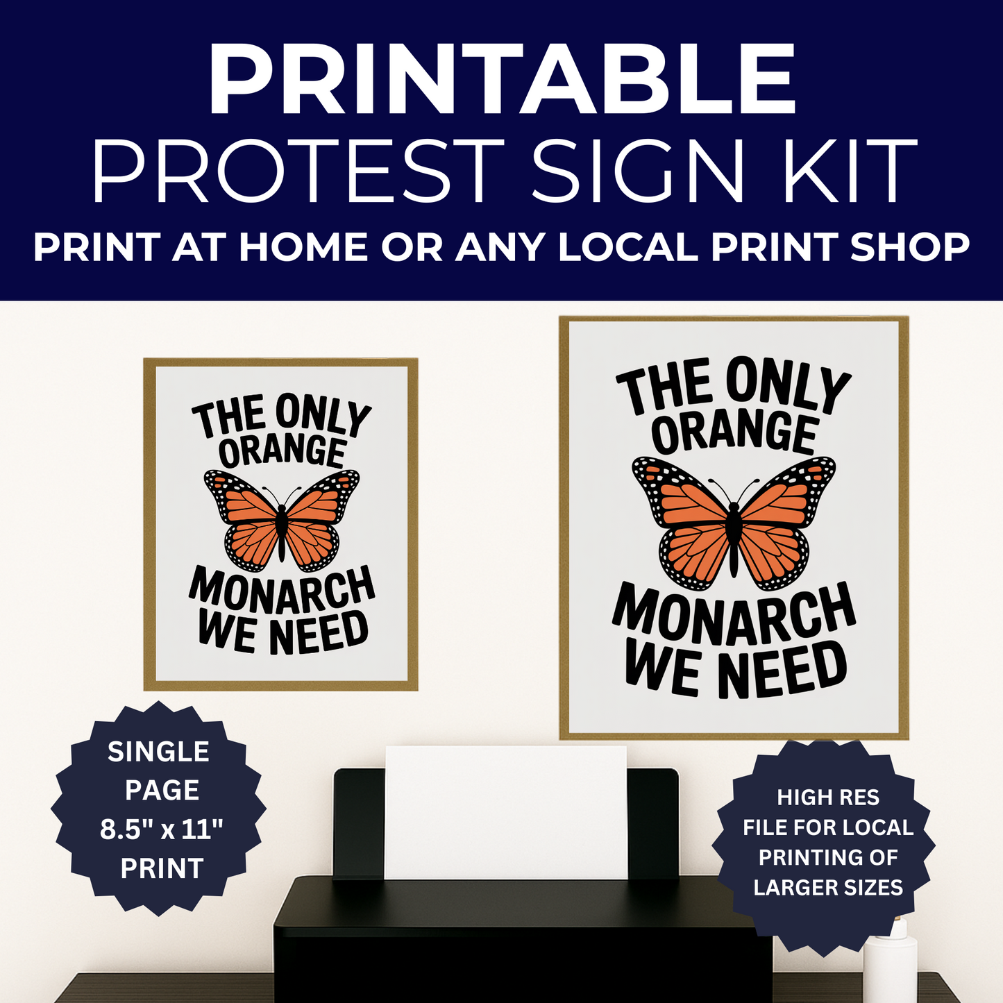 No Kings Protest Sign, Printable Protest Sign, Protest PNG, Anti Trump PNG