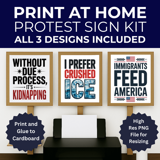 Ant ICE Protest Signs - Print at Home Protest Sign Kit, 3 Signs Included, 8.5" x 11", Print and Glue to Cardboard, Printable Protest Signs