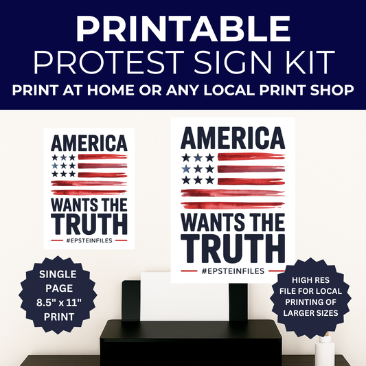 Epstein Files Protest Sign, Printable Protest Sign Kit, Anti Trump Digital Download, Political Poster