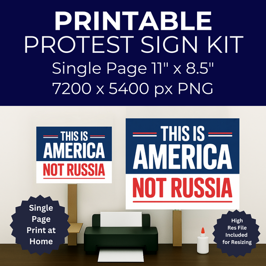 This is America Not Russia Printable Protest Signs, Digital Download Poster, Protest PNG, Anti Trump PNG
