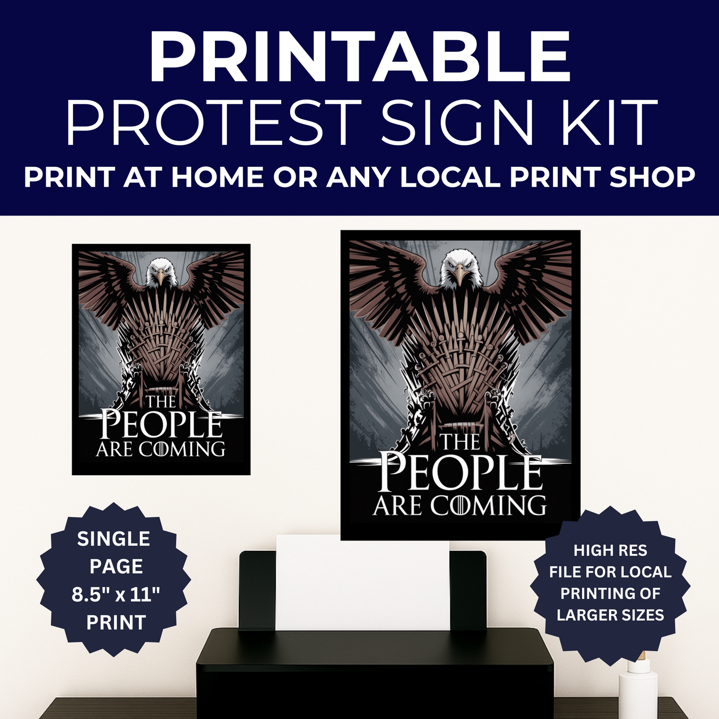 The People Are Coming Protest Sign, Printable Protest Sign, No Kings Digital Protest Sign