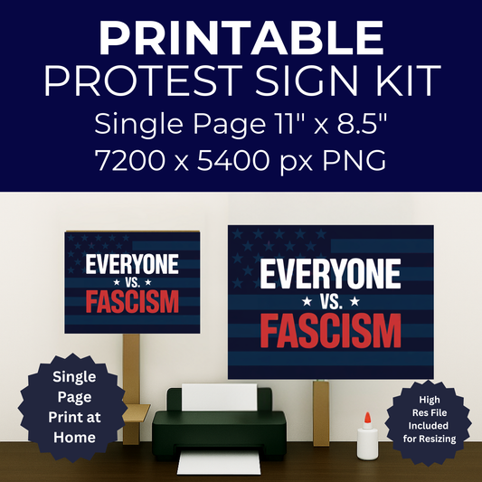Everyone vs Fascism Protest Sign, No Kings Printable Protest Sign, Protest Poster