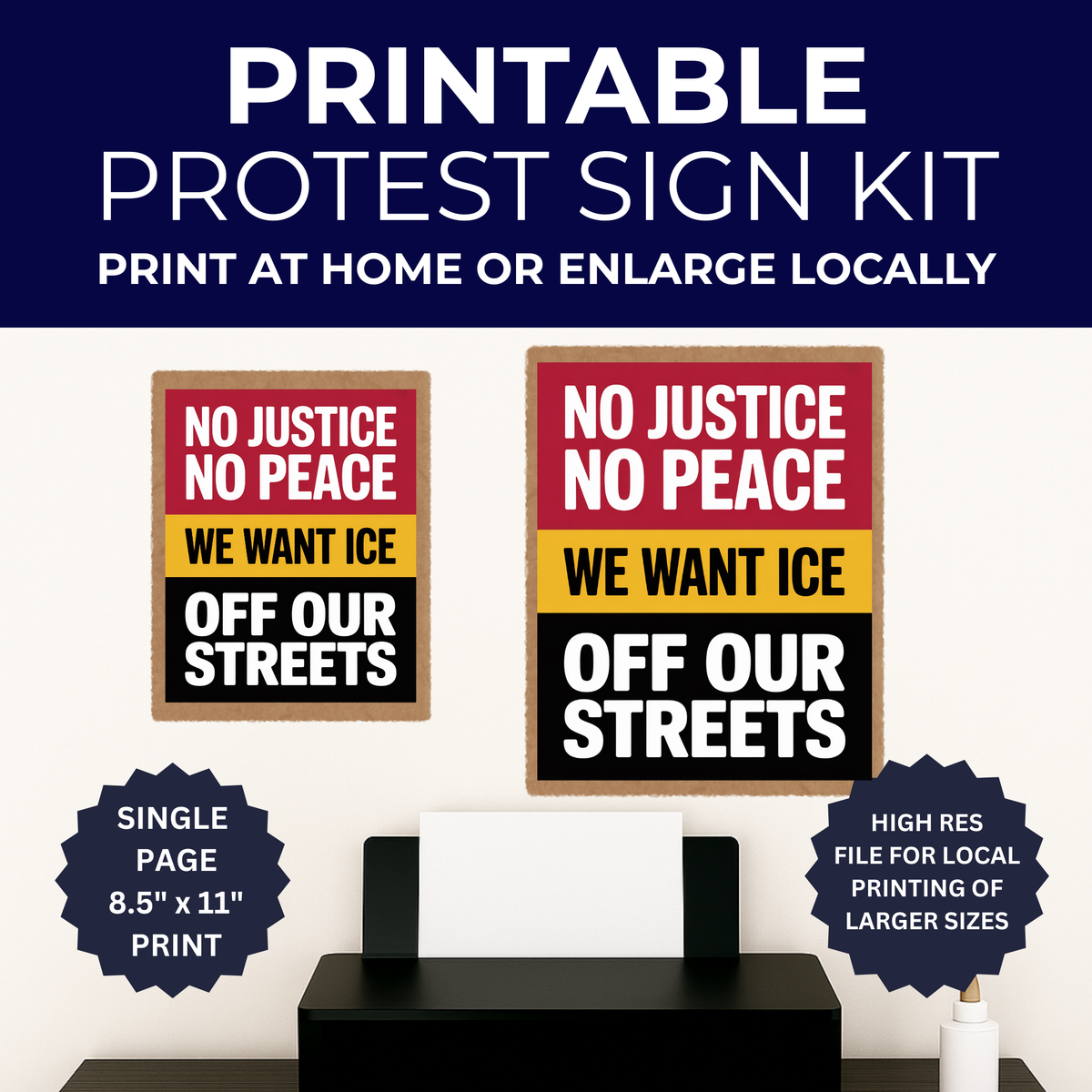 Protest Kit Anti ICE Protest Signs, Printable Protest Sign Kit, Anti Trump Signs ...