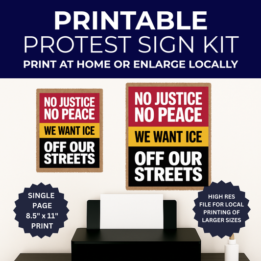 Anti ICE Protest Sign - No Justice No Peace We Want ICE Off Our Streets - Printable Protest Sign Kit - Protest Sign PNG