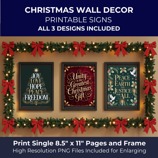 Christmas Printable Wall Art, Christmas Digital Posters, Subtle Anti Trump Posters