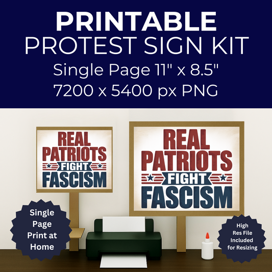 Real Patriots Fight Fascism Printable Protest Sign, Digital Download Poster, Protest PNG, Anti Trump PNG