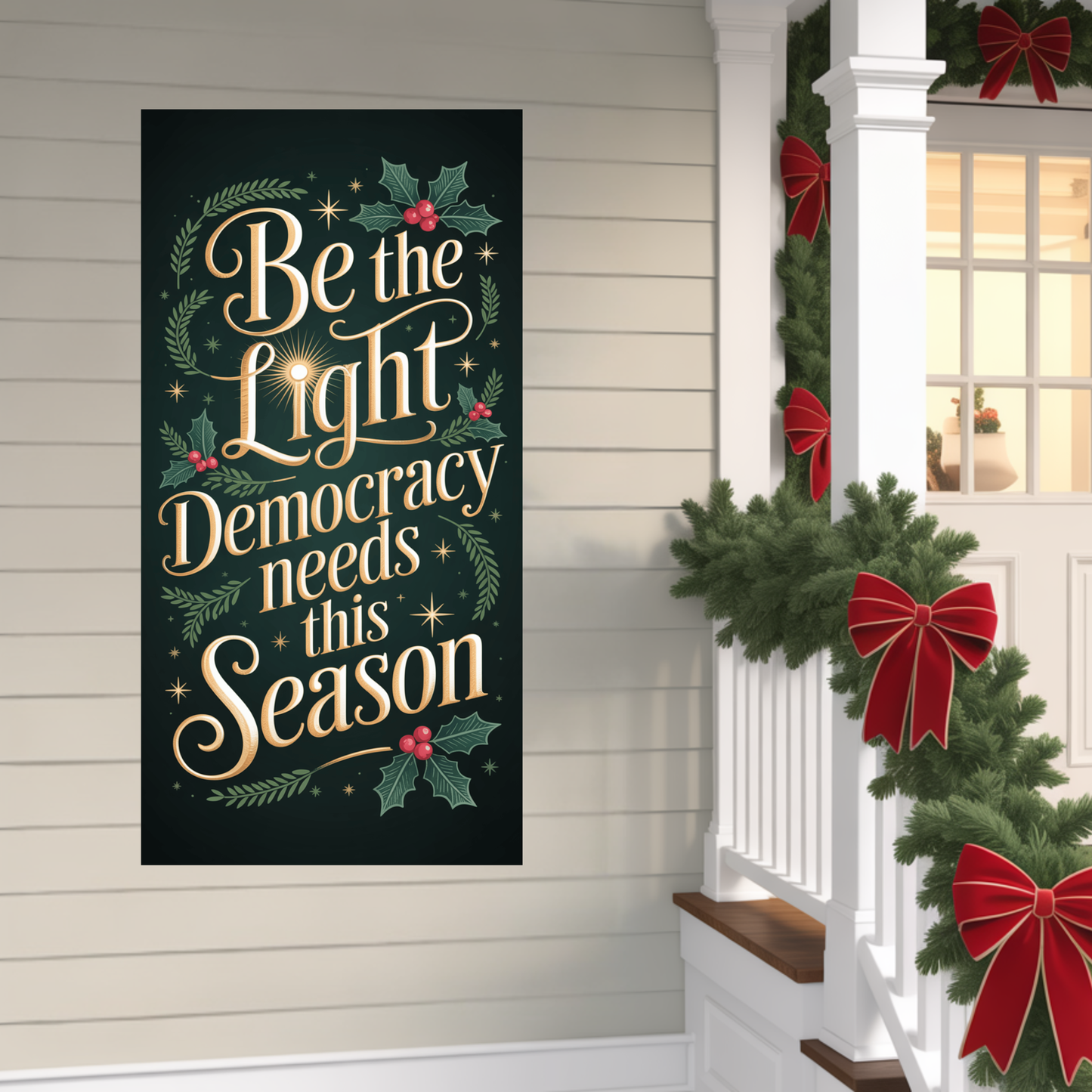 Christmas Door Sign, Christmas Door Decor, Holiday Door Sign, Holiday Door Decor, Be the Light Democracy Needs This Season