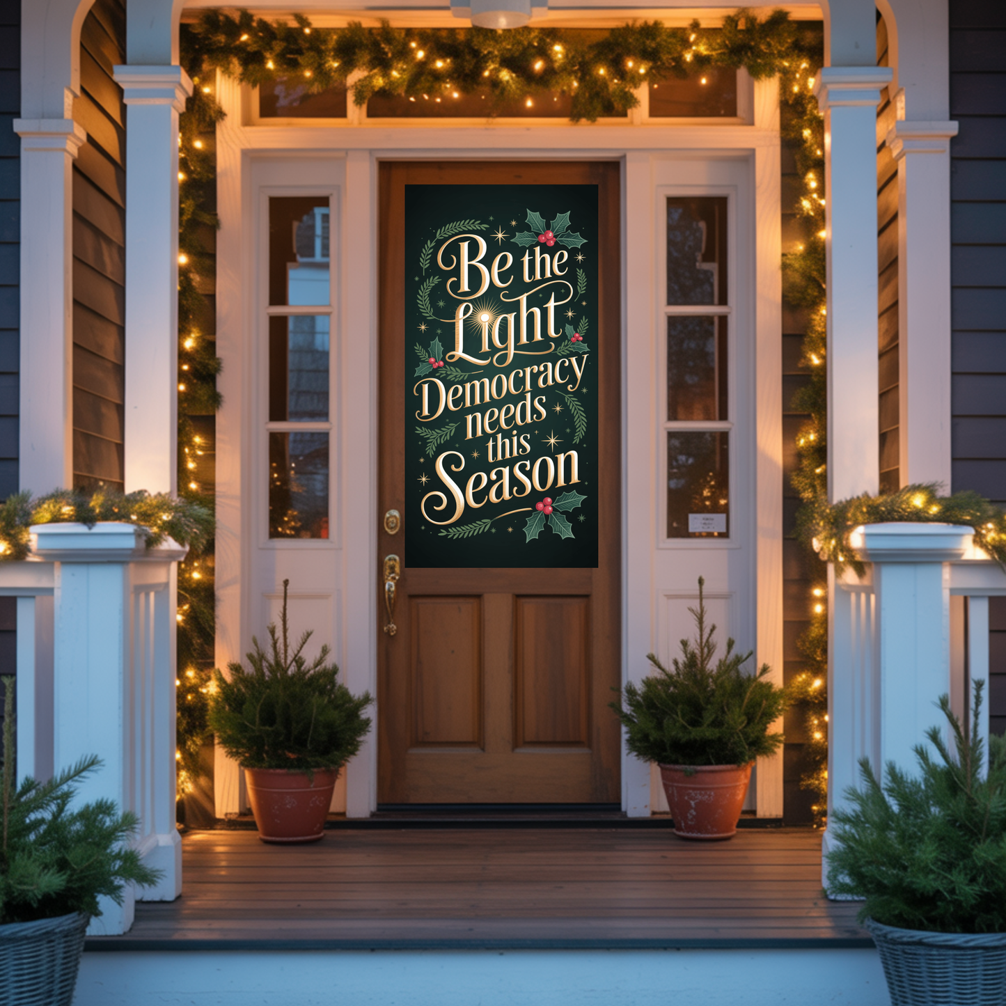 Christmas Door Sign, Christmas Door Decor, Holiday Door Sign, Holiday Door Decor, Be the Light Democracy Needs This Season
