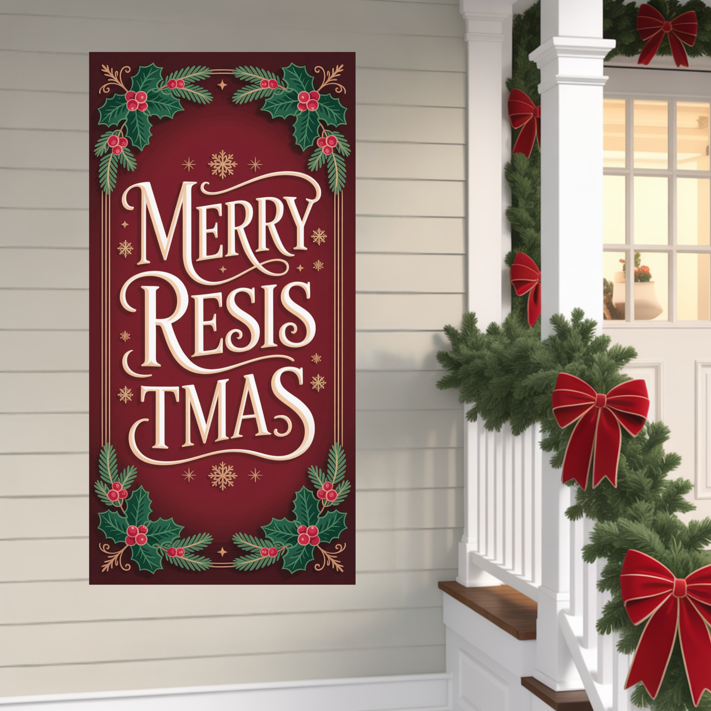 Merry Resistmas Banner,  Christmas Door Sign, Christmas Door Decor, Holiday Door Sign, Holiday Door Decor