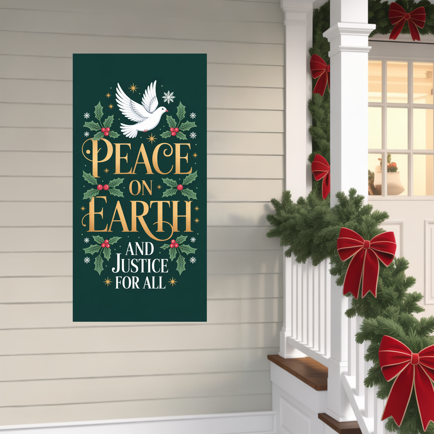 Peace on Earth Christmas Door Sign, Christmas Door Decor, Holiday Door Sign, Holiday Door Decor
