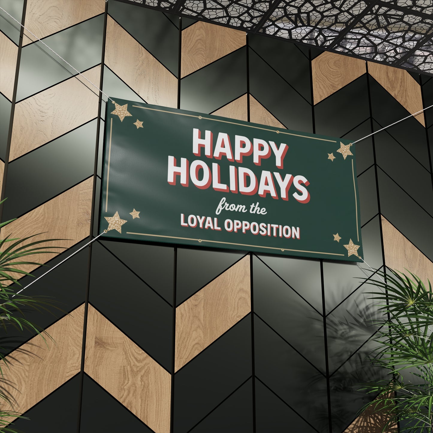 Happy Holidays From Loyal Opposition Banner, Holiday Sign, Christmas Sign, Resistance Holiday, 2 Sizes, Hanging Ropes Incl, Free Shipping