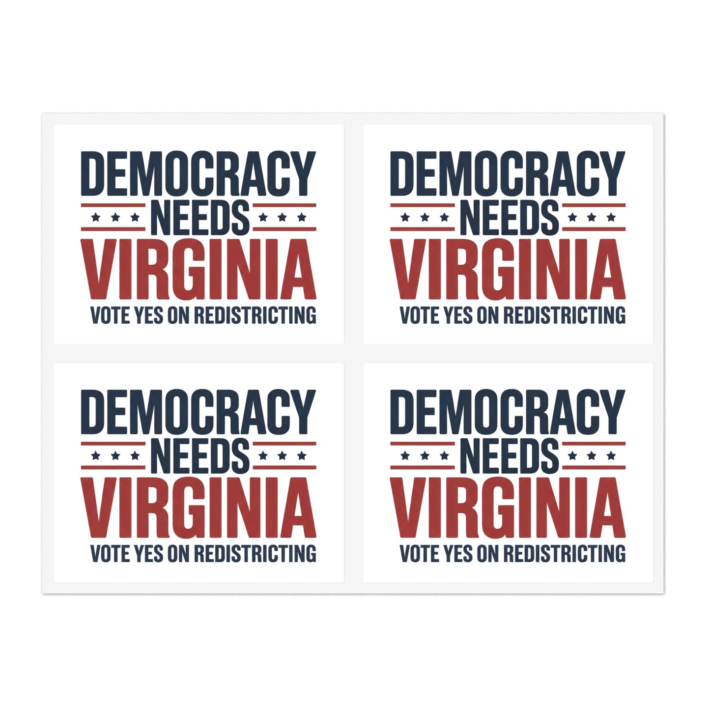 Democracy Needs Virginia Vote Yes on Redistricting Sticker Sheet | Virginia Special Election Stickers