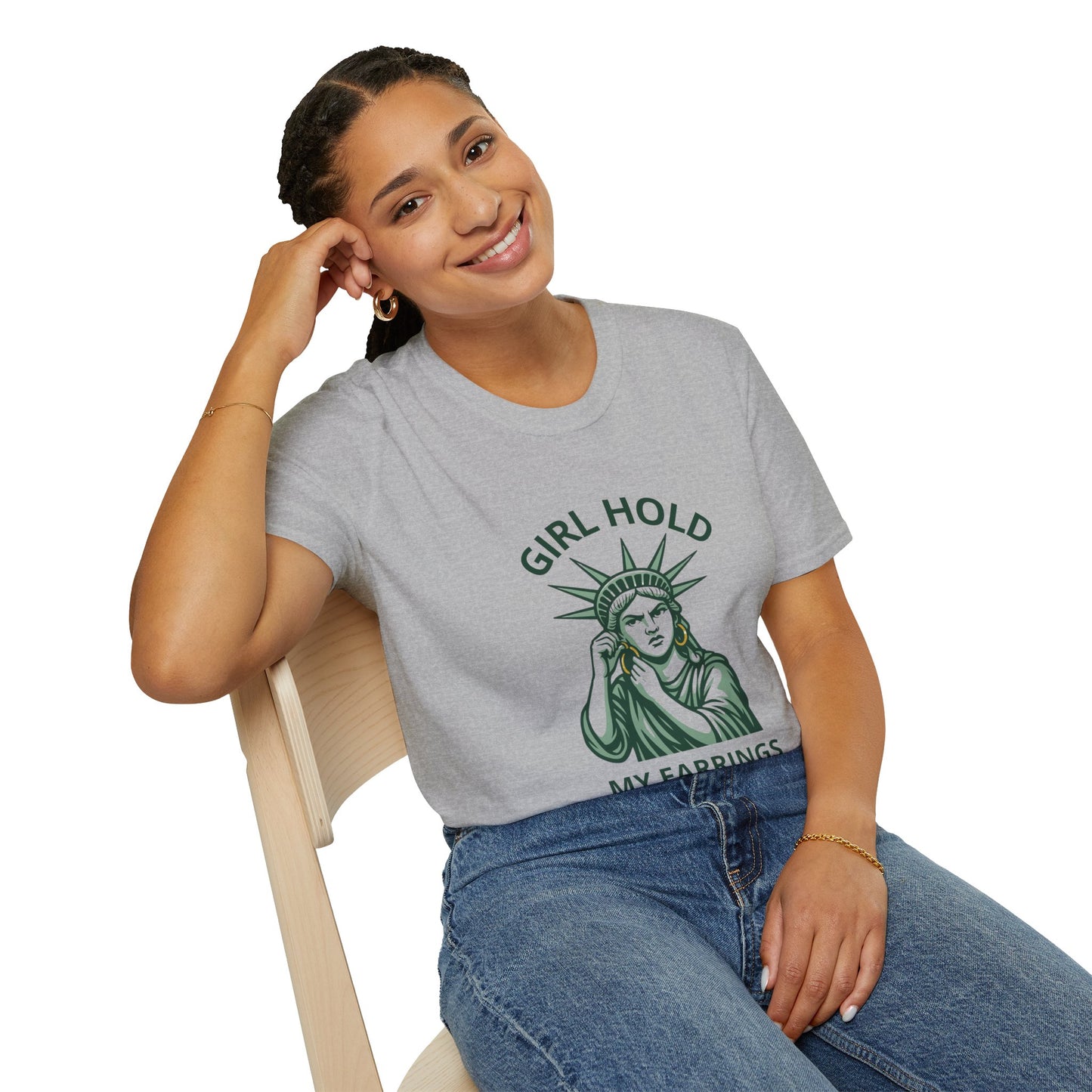 Girl Hold My Earrings Tshirt, Soft, Unisex Style, Lady Liberty Tshirt, Resistance Tshirt, Funny Political Tshirt, Free Shipping